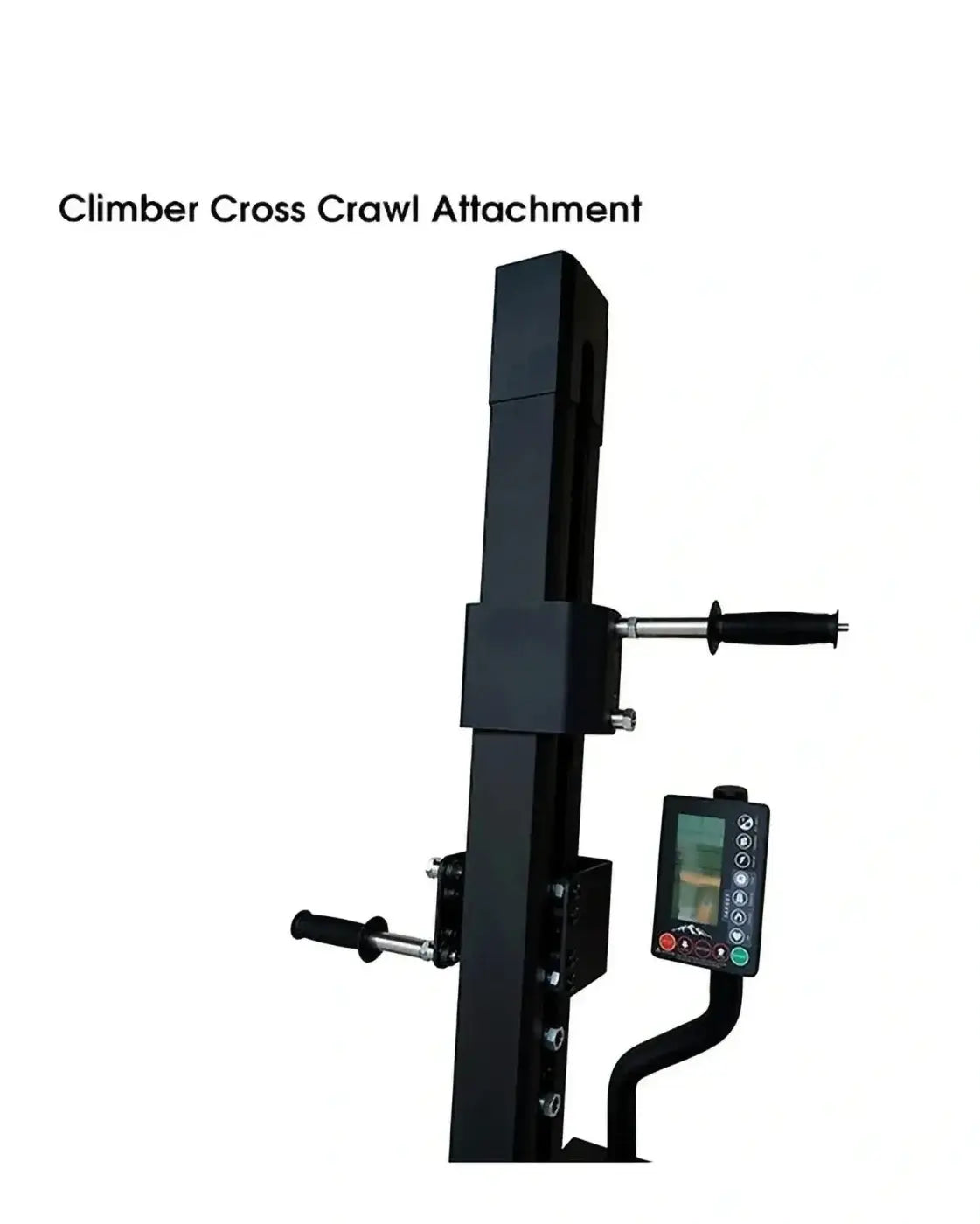 Black metal climber cross crawl attachment with two handlebars and digital control panel for Ascend 2.0 home training