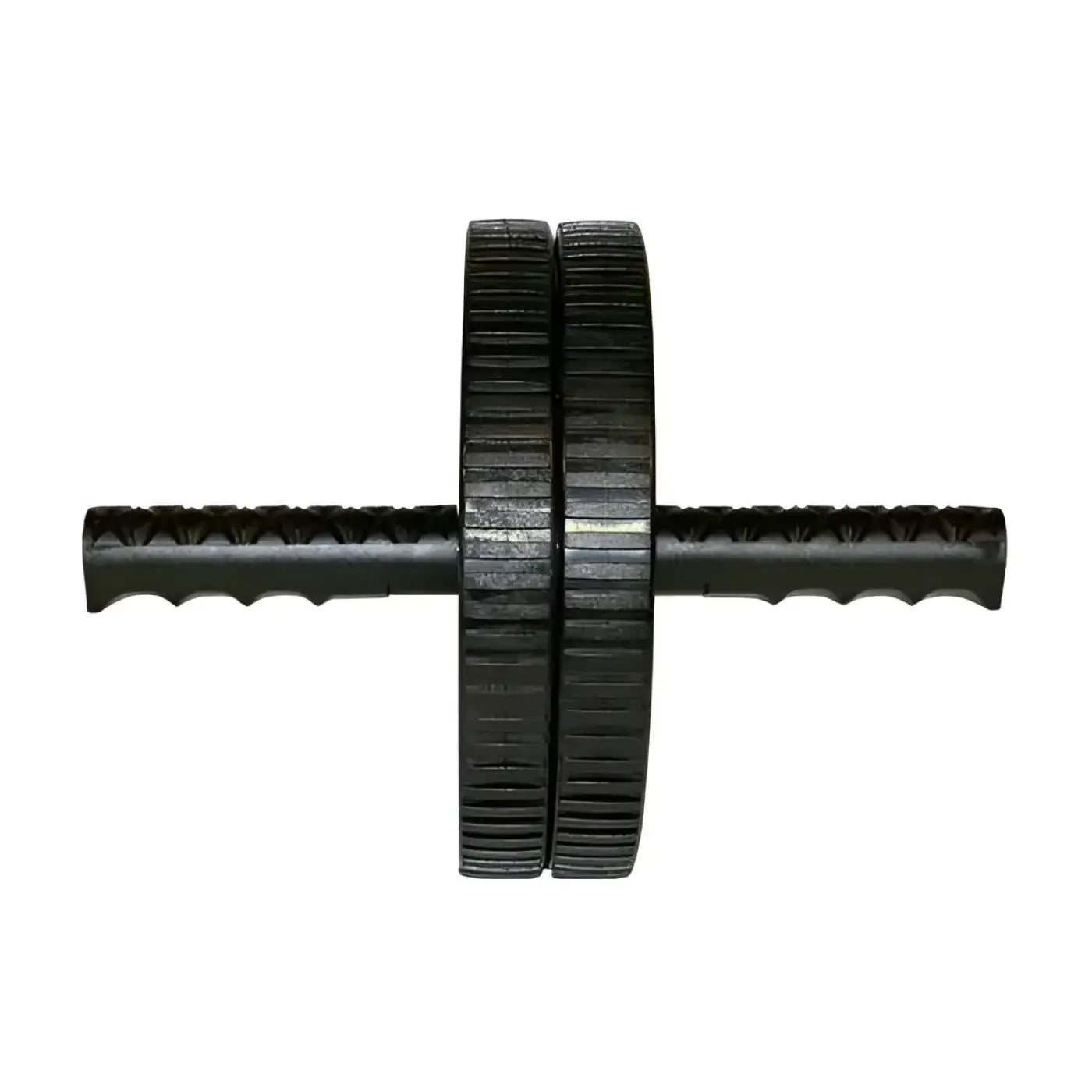 Gym Gear Ab Wheel Pro black plastic ab roller with textured grip handles and dual weighted wheels for UK delivery