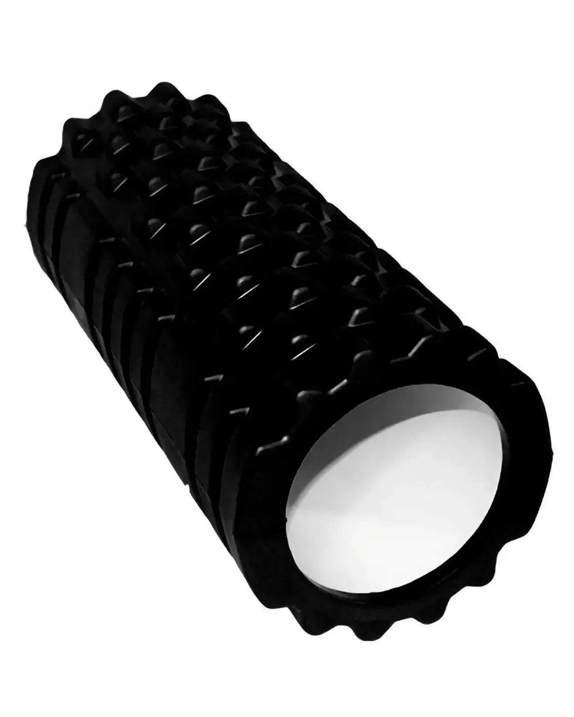 Gym Gear deep tissue foam roller in black with textured spiked surface and smooth inner core for uk delivery