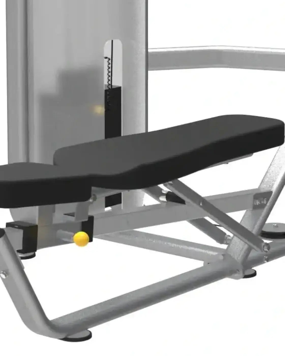 Adjustable weight bench with black padded seat and silver metal frame from gym gear dual series multi press for home fitness