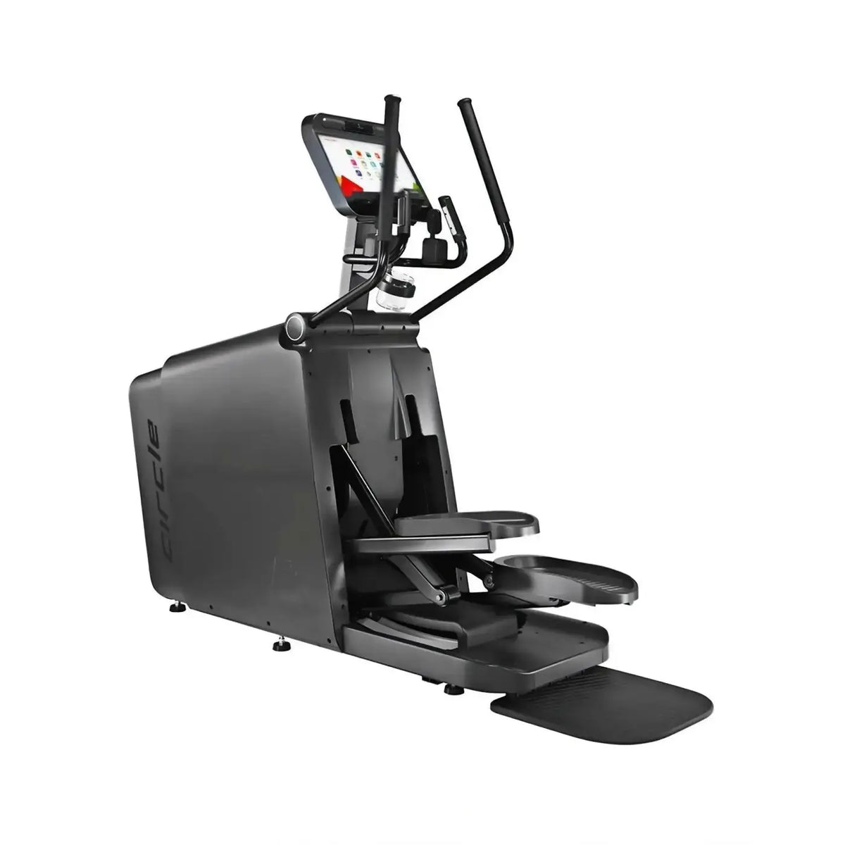 Black circle elliptical trainer gym gear e8e cross trainer with touchscreen display mounted on handlebars