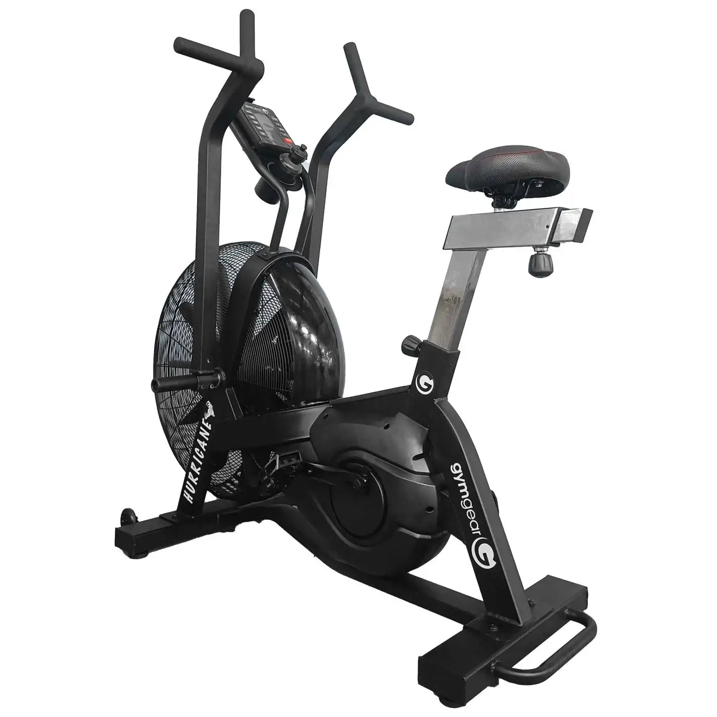 Black Gym Gear Hurricane Air bike with fan and digital display for home gym HIIT cardio use in the UK