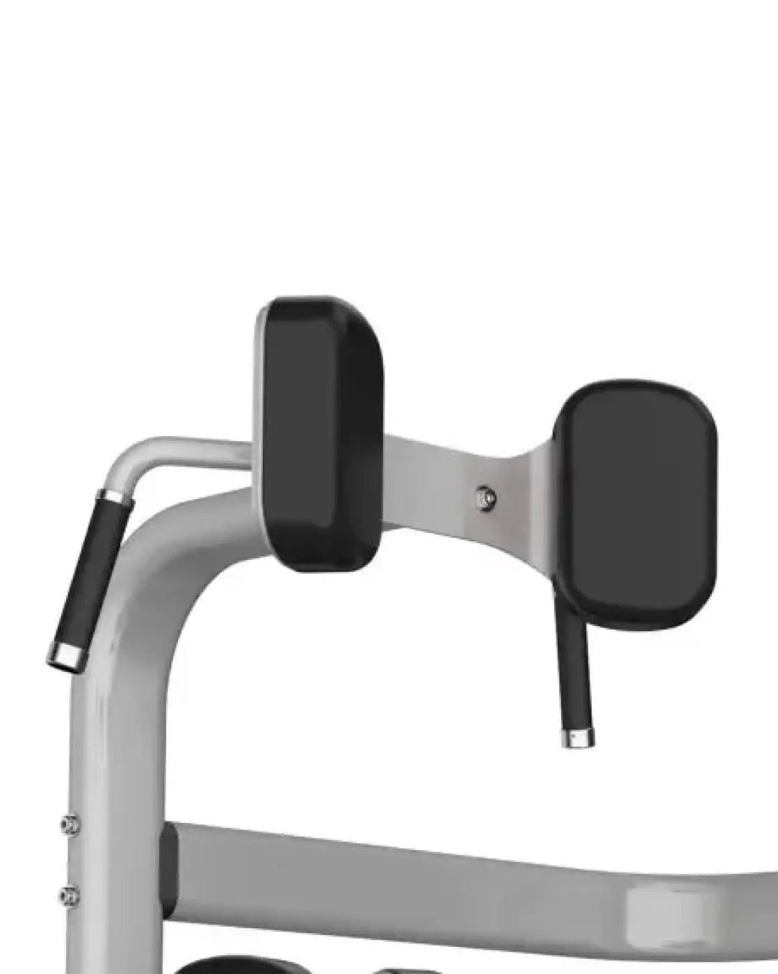 Silver metal gym gear perform series torso rotation machine with black padded handles for home training use