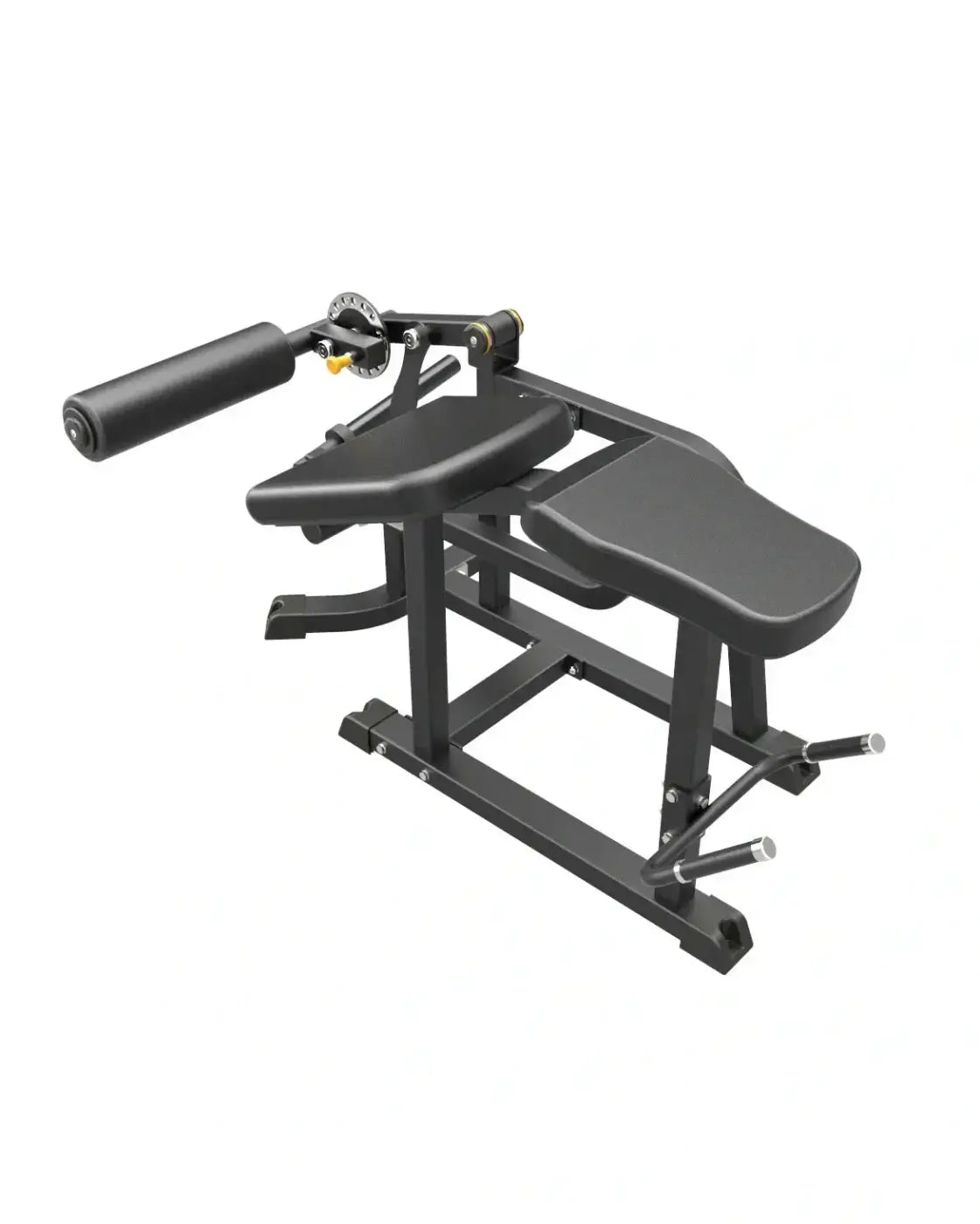 Pro series plate loaded prone leg curl machine in black metal with padded seating and adjustable resistance for home workouts