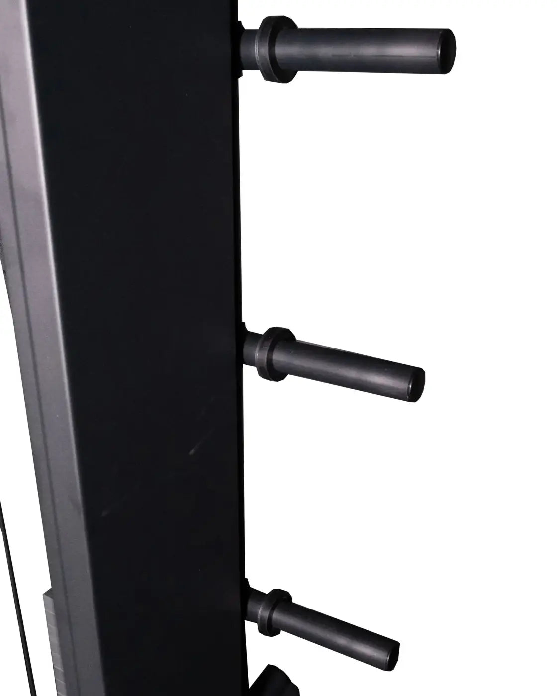 Black metal weight plate holders mounted vertically on gym rack for rhino pro strength machine uk delivery