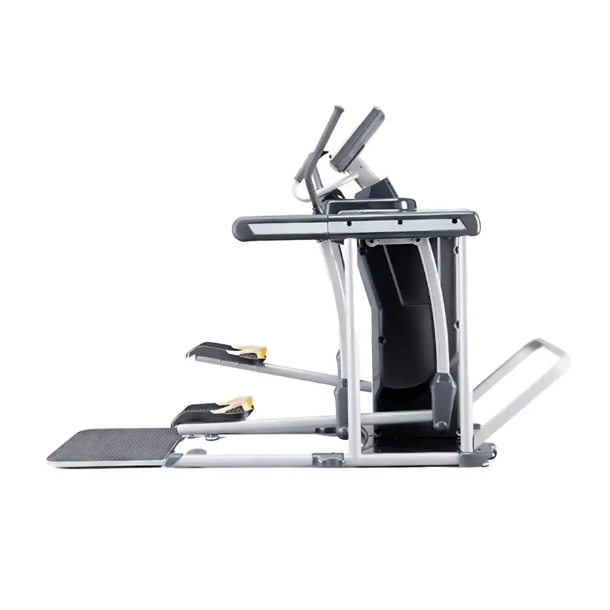 Silver and black elliptical trainer with sleek modern design built for home use by Vari Stride