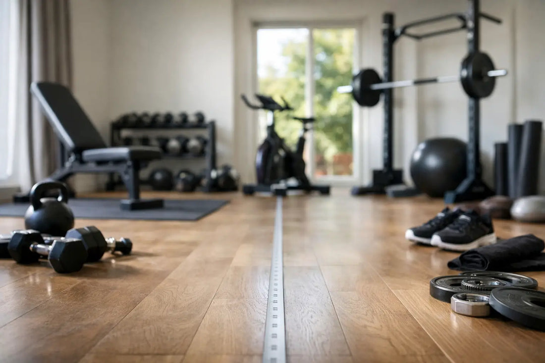 Black kettlebell with smooth rounded handle and textured grip illustrating space needed for a home gym setup.