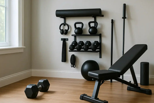 Black adjustable weight bench with padded seat and backrest ideal for organizing a home gym in any space