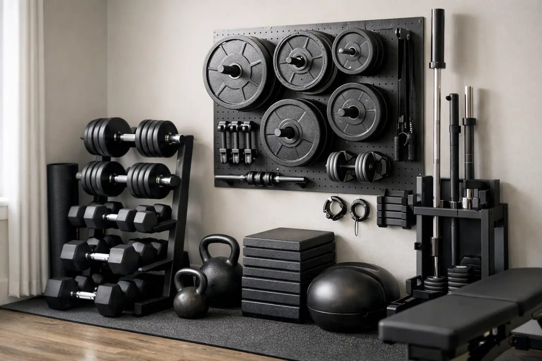 Black textured weight plate with central hole for barbell attachment ideal for small space weight storage