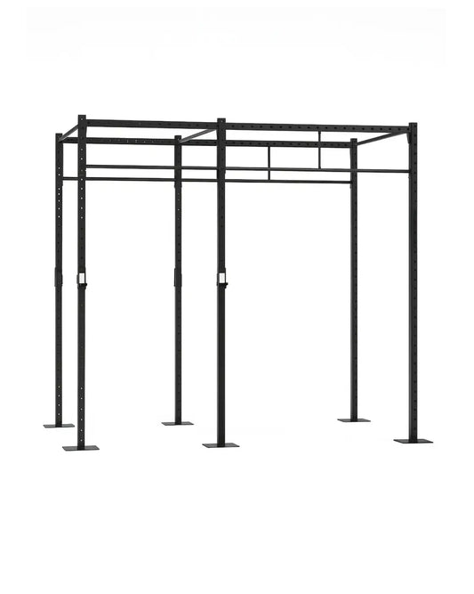 Black metal 2 station squat rig with adjustable height bars and sturdy frame design for free standing use uk delivery