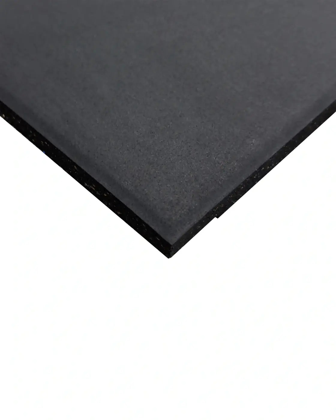 20mm premium black rubber tile with textured surface and reinforced edges in dark grey fleck for home gyms