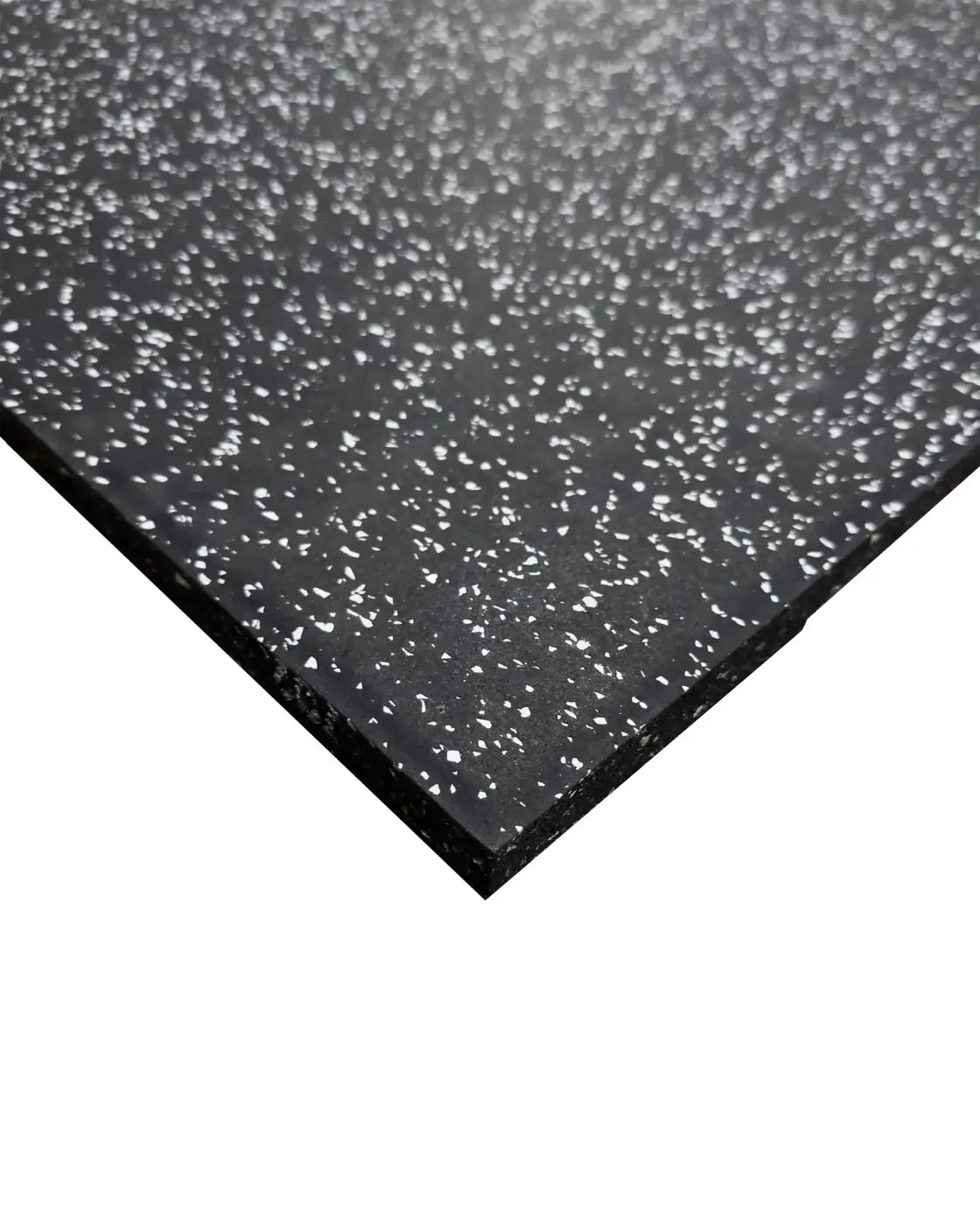Black rubber tile 20mm premium with grey fleck texture designed for home use measuring 1m by 0.5m
