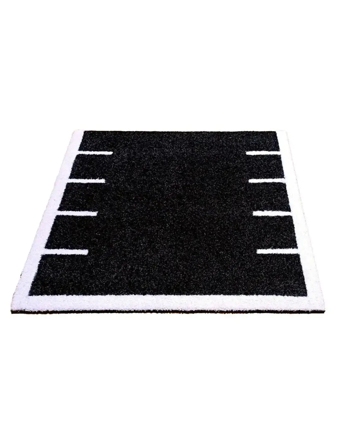 30mm black premium sled track turf tile 1x1m with textured black center and white striped borders for home use