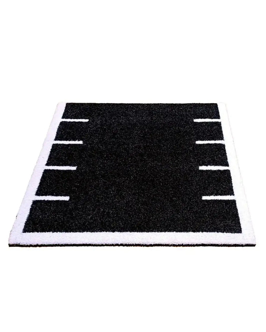 30mm black premium sled track turf tile 1x1m with textured black center and white striped borders for home use