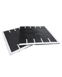 Black rectangular air filter pads with white foam borders and vertical slits for 30mm premium sled track turf tile 1x1m