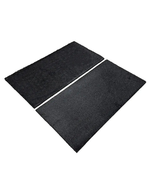Two black rectangular plush bath mats with soft textured surface 30mm premium turf tile for home use