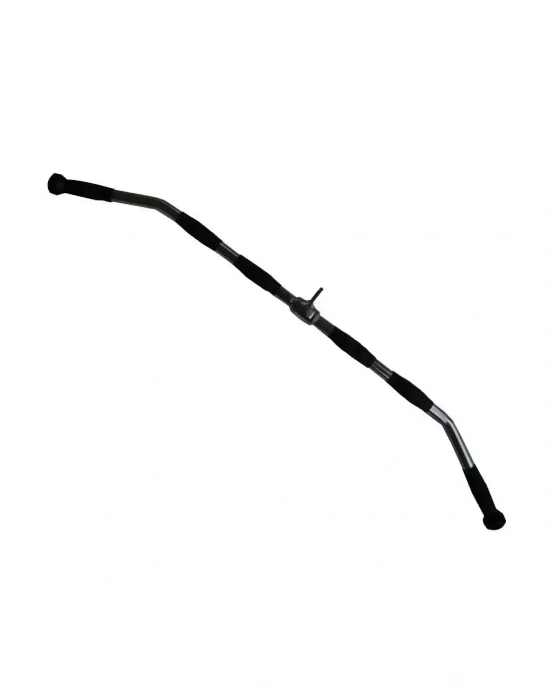 Black and silver curved barbell cable pull-down handle with textured grips for 48 inch standard grip lat pulldown bar wide