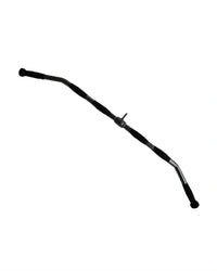 Black and silver curved barbell cable pull-down handle with textured grips for 48 inch standard grip lat pulldown bar wide