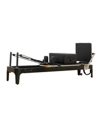 Aluminium black pilates reformer with padded carriage and adjustable resistance system uk delivery available