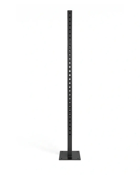 Black metal basic upright display rack 250cm with evenly spaced circular holes for uk delivery