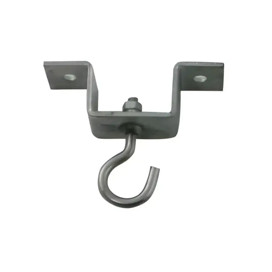 Gray metal bbe punchbag ceiling hook with two mounting brackets for secure home workout installation