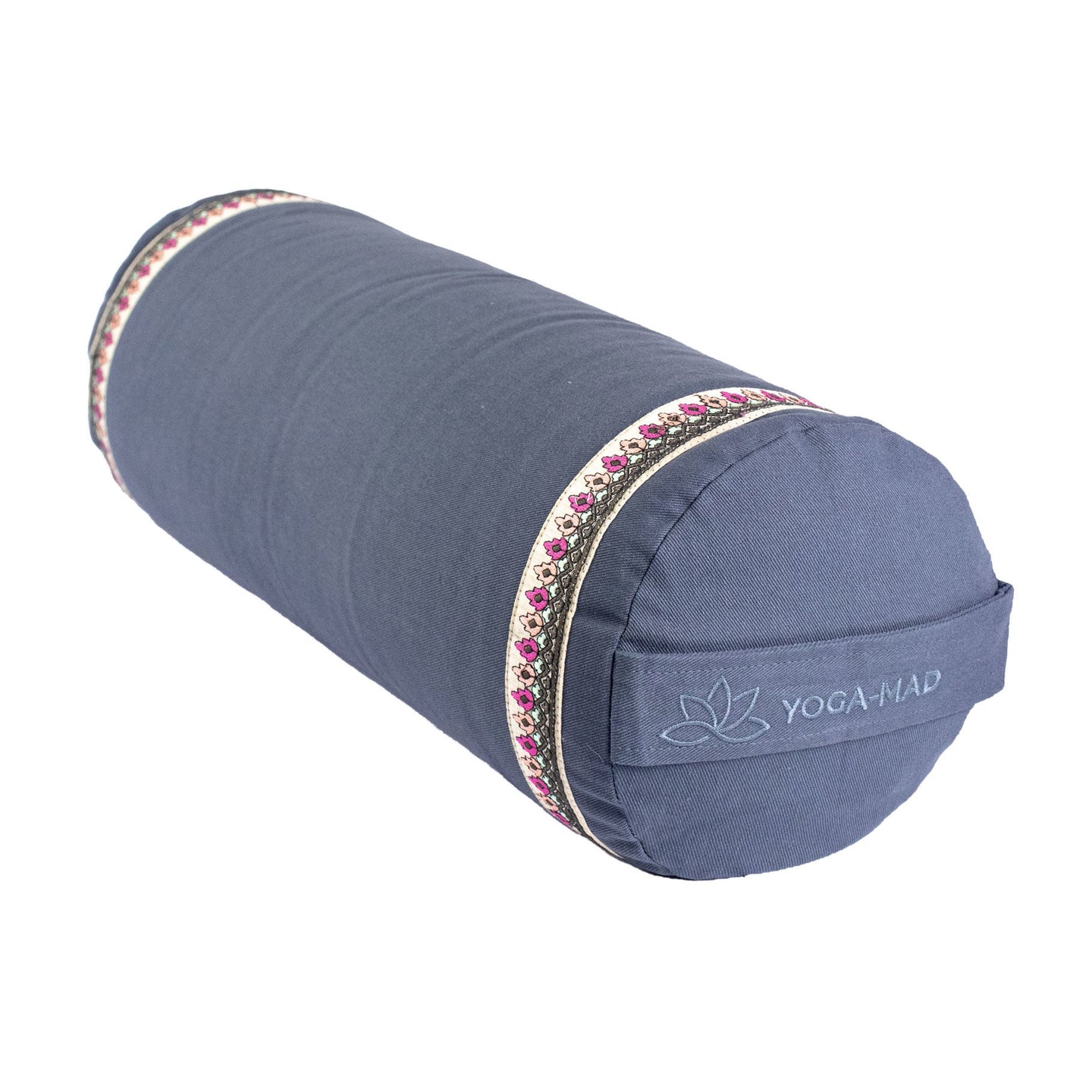 Buckwheat Yoga Bolster with Ribbon Trim - Graphite - Studio Accessories