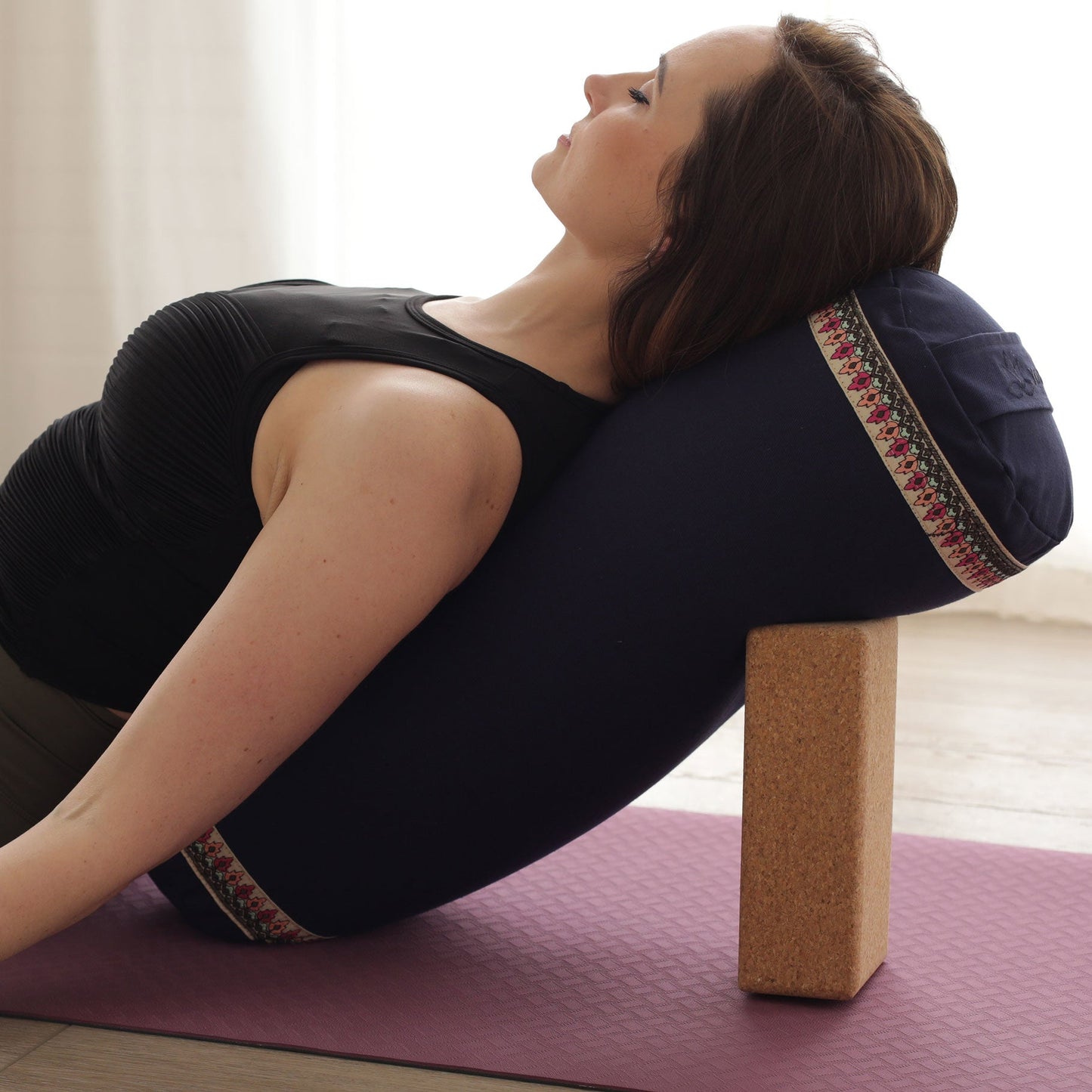 Buckwheat Yoga Bolster with Ribbon Trim - Studio Accessories