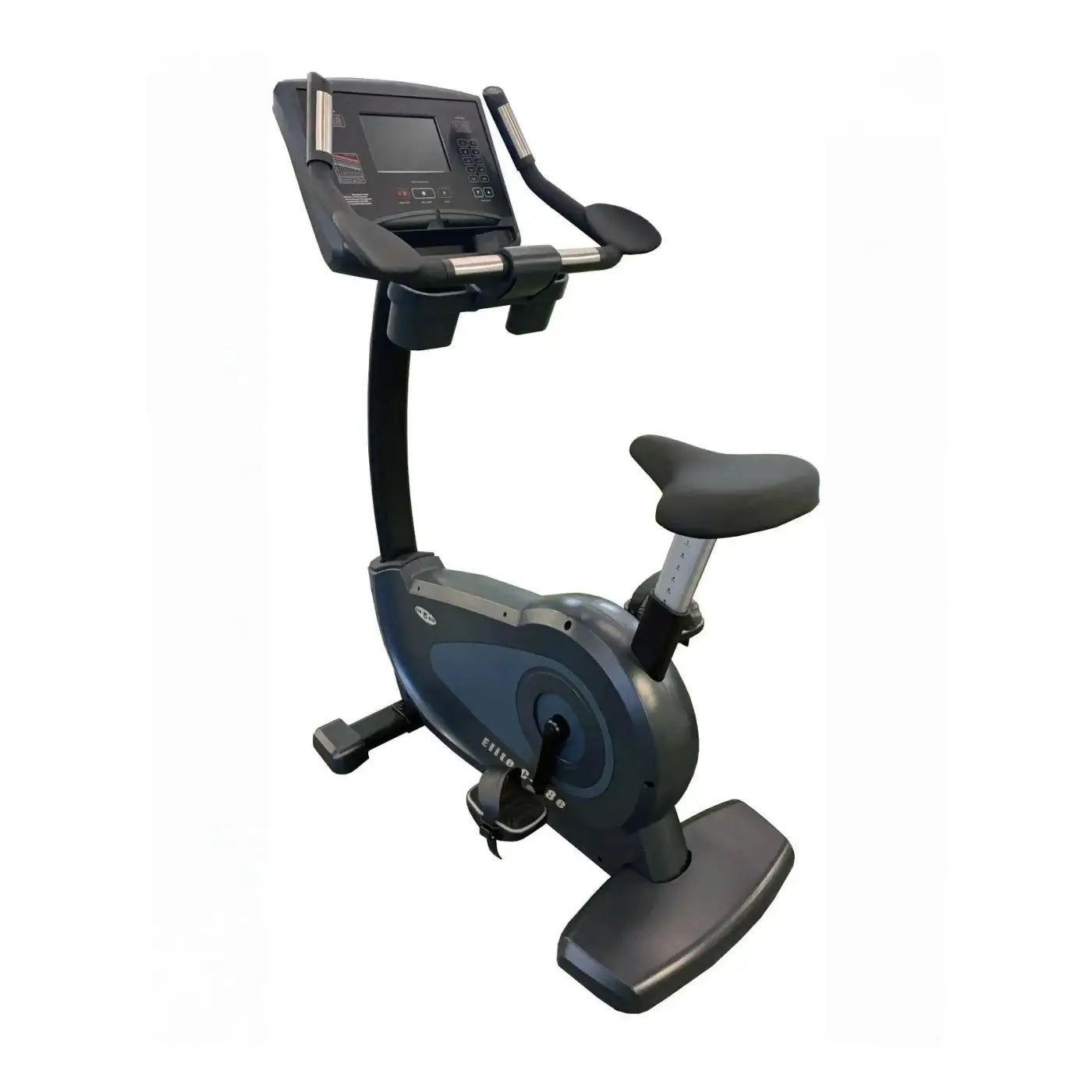 Black and gray C98s sport upright exercise bike with digital display screen for indoor cardio workouts