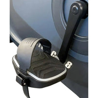 Black and gray foot pedal with textured grip and padded strap for secure fit on the c98s sport upright bike