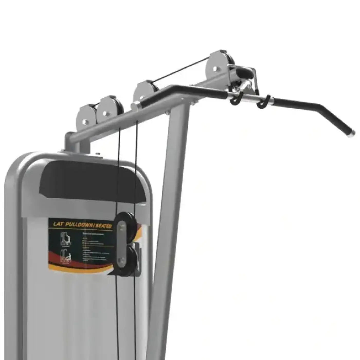 Silver metallic dual series lat pulldown low row machine with black handle and cable system for uk delivery