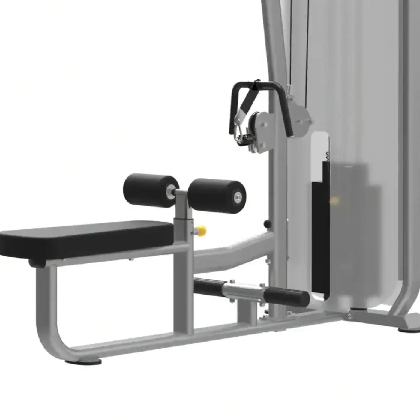 Silver and black dual series cable machine with padded bench for lat pulldown and low row back exercises uk delivery