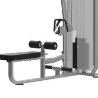 Silver and black dual series cable machine with padded bench for lat pulldown and low row back exercises uk delivery