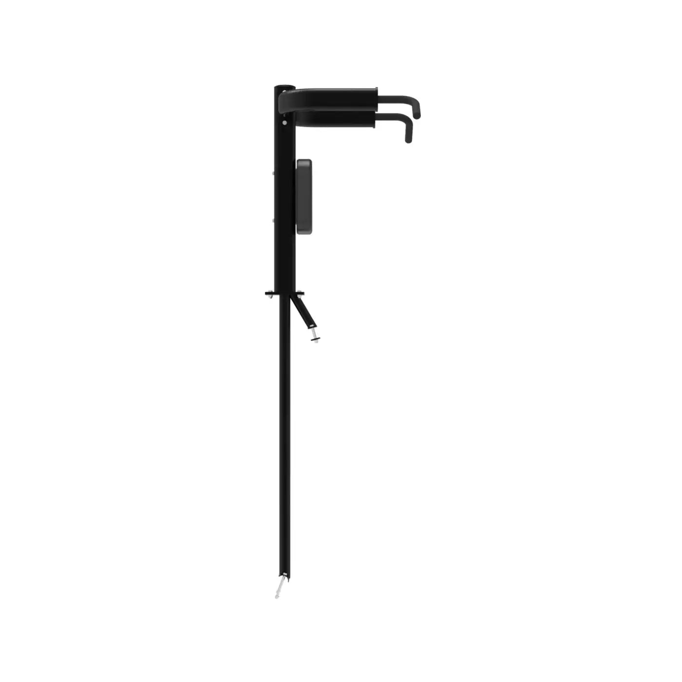 Black metal elite series chin up attachment with adjustable arms and sturdy vertical pole for home training