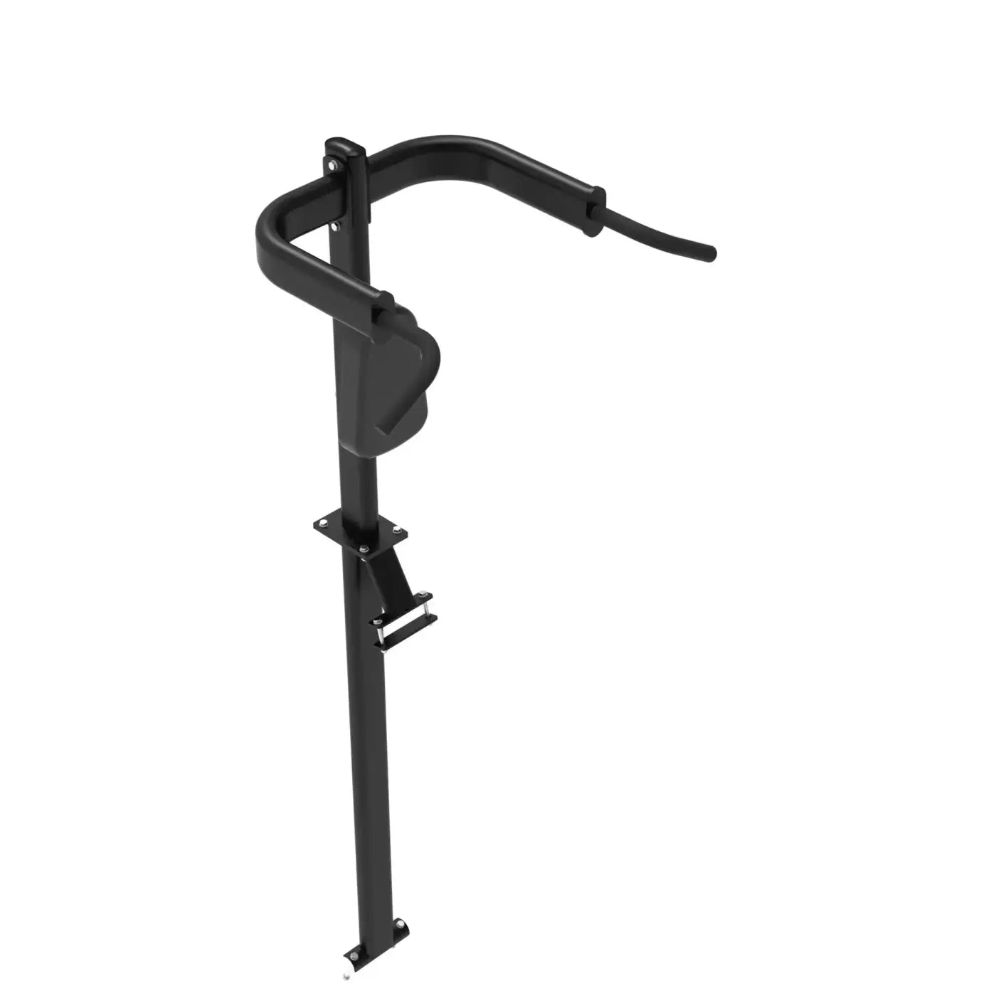 Black metal Elite Series chin up attachment with curved handles and adjustable mounting brackets for home training