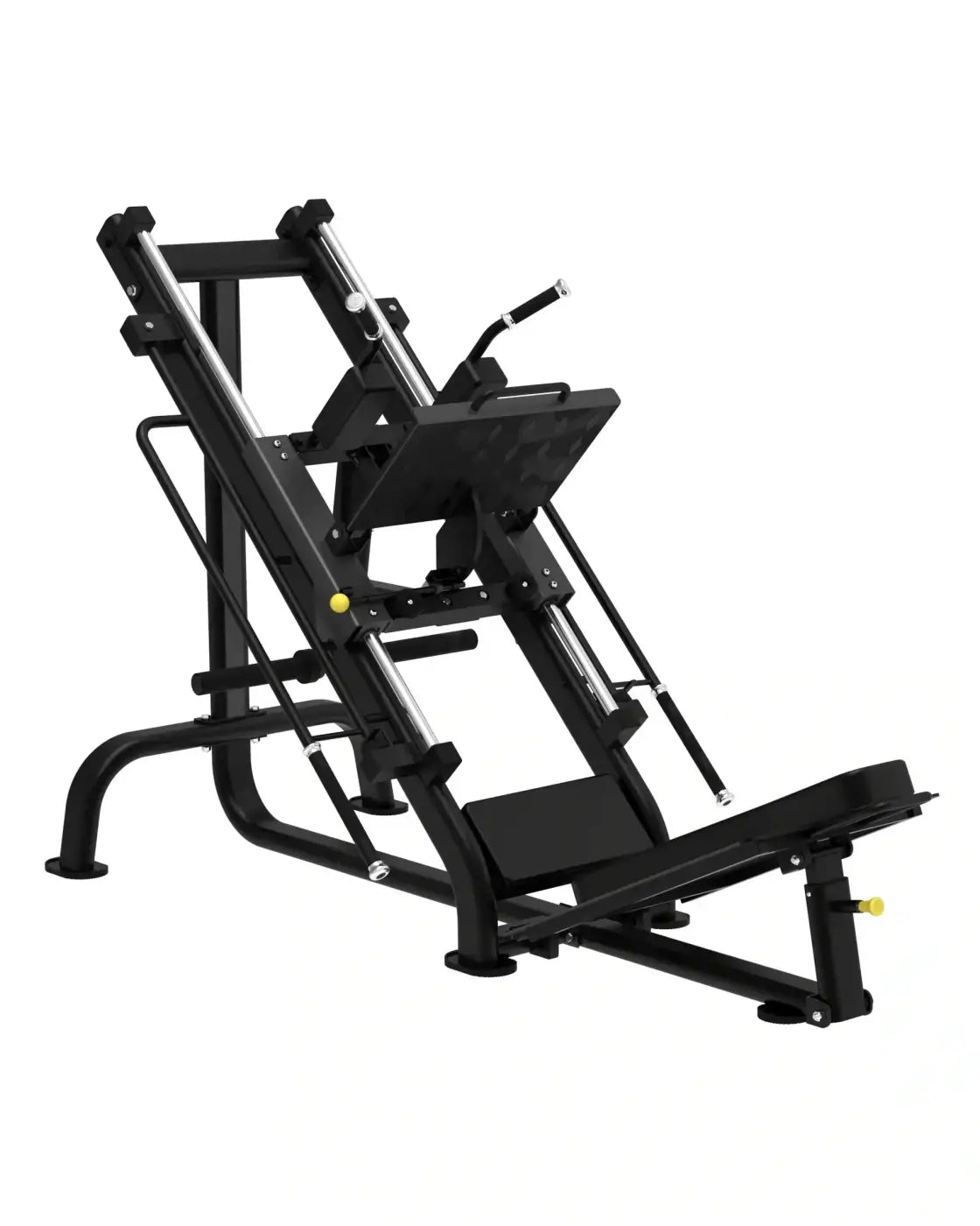 Black metal elite series leg press hack squat combo with adjustable weight plates and padded seating for uk delivery