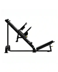 Black metal elite series leg press hack squat combo with adjustable weight stack and padded seat uk delivery