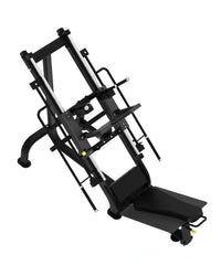 Black metal elite series leg press hack squat combo with adjustable weight plates and padded foot platform uk delivery