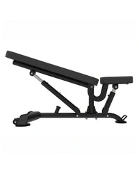 Black adjustable weight bench with padded seat and backrest metal frame elite series multi adjustable bench for home use