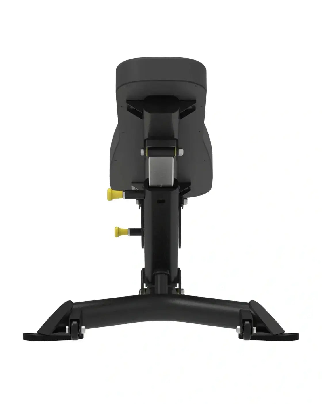 Elite series multi adjustable bench in black with yellow adjustment knobs designed for home use and durability