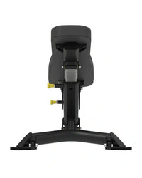 Elite series multi adjustable bench in black with yellow adjustment knobs designed for home use and durability