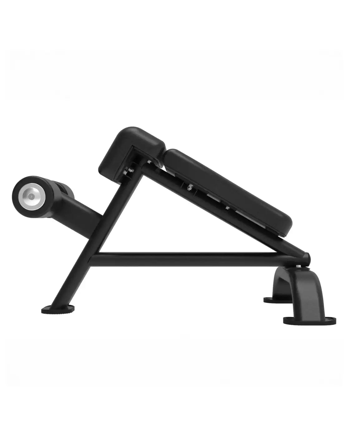 Black elite series roman chair with adjustable incline, padded seat and backrest, sturdy metal frame, circular adjustment knob
