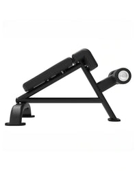Black adjustable incline elite series roman chair with padded seat backrest metal frame and integrated foot roller for home gym