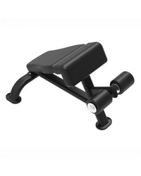 Black adjustable elite series roman chair with padded seat and backrest on sturdy metal frame for home gym use
