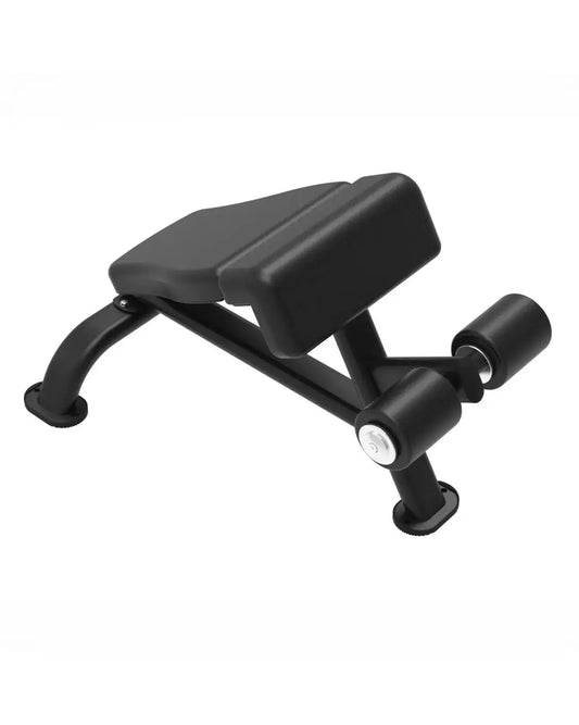 Black adjustable elite series roman chair with padded seat and backrest on sturdy metal frame for home gym use