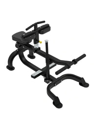 Black metal glute bridge machine with padded seat and adjustable resistance bar for home gym elite series use