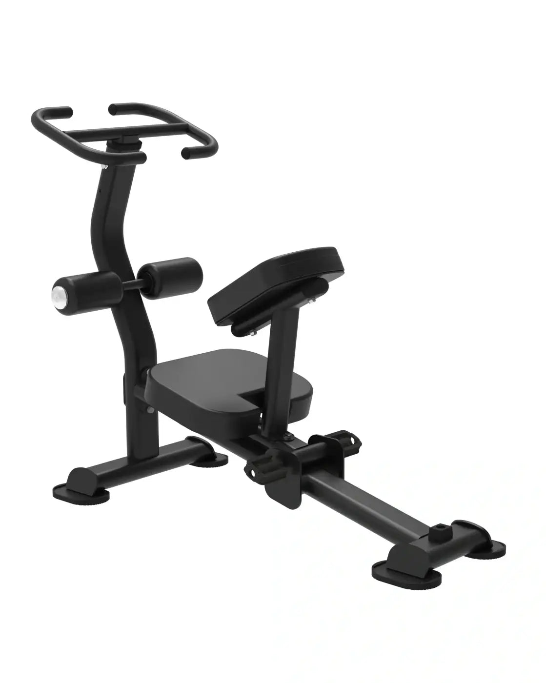 Black metal elite series ab crunch machine with padded seat and handlebars for home gym stretch training