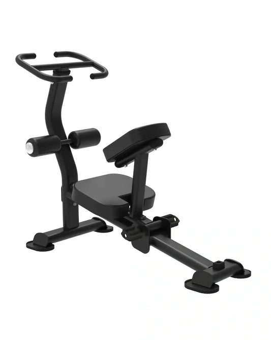 Black metal elite series ab crunch machine with padded seat and handlebars for home gym stretch training