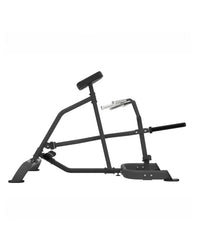 Black metal leg press machine with adjustable weight plates and padded seat for home training elite series t-bar row