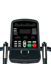Encore Stepper home fitness digital console in black with touchscreen display silver buttons and green start red stop controls