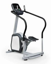 Gray and black elliptical trainer with digital display panel designed for home fitness encore stepper model